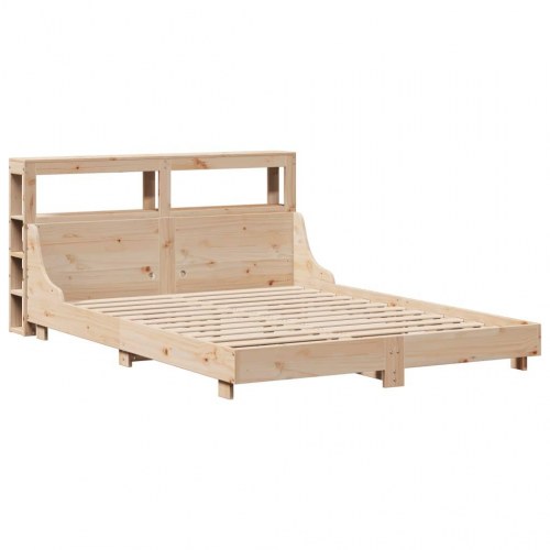 Sengeramme 140x190 cm i massivt fyrretræ med sengegavl og hylder