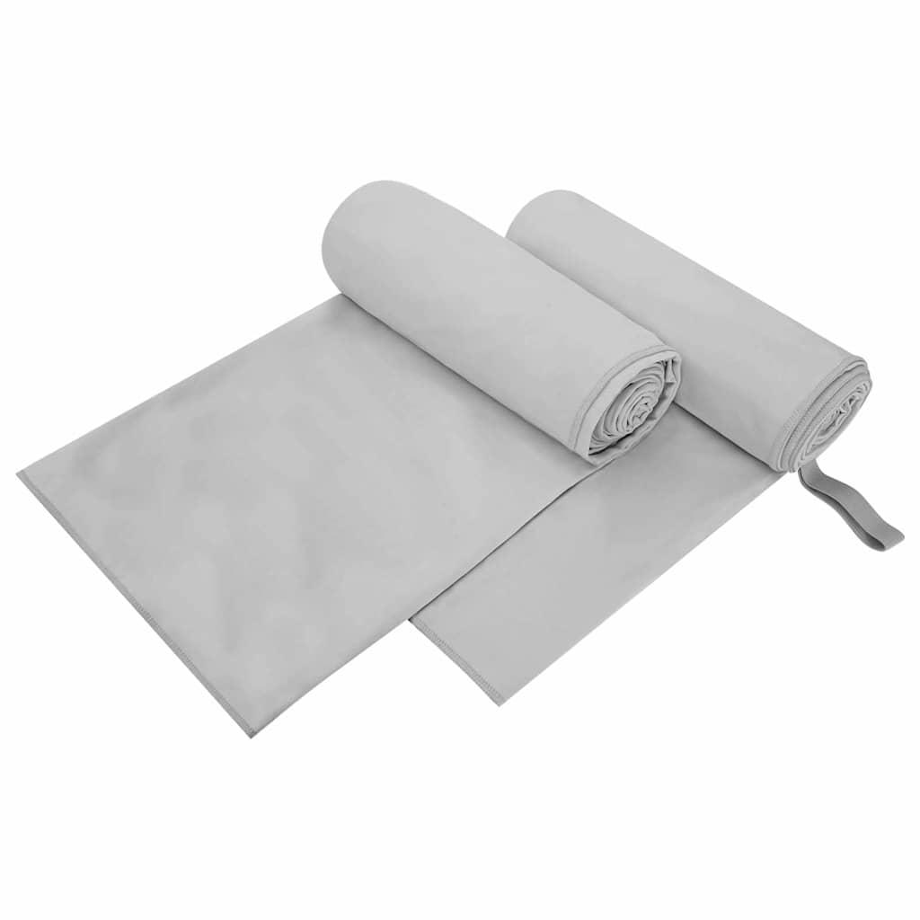 Sportshåndklæder 2 stk Grå 200 x 100 cm Polyester og polyamid