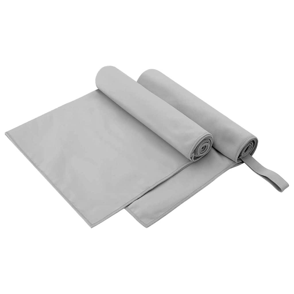 Sportshåndklæder 2 stk Grå 100 x 50 cm Polyester og polyamid