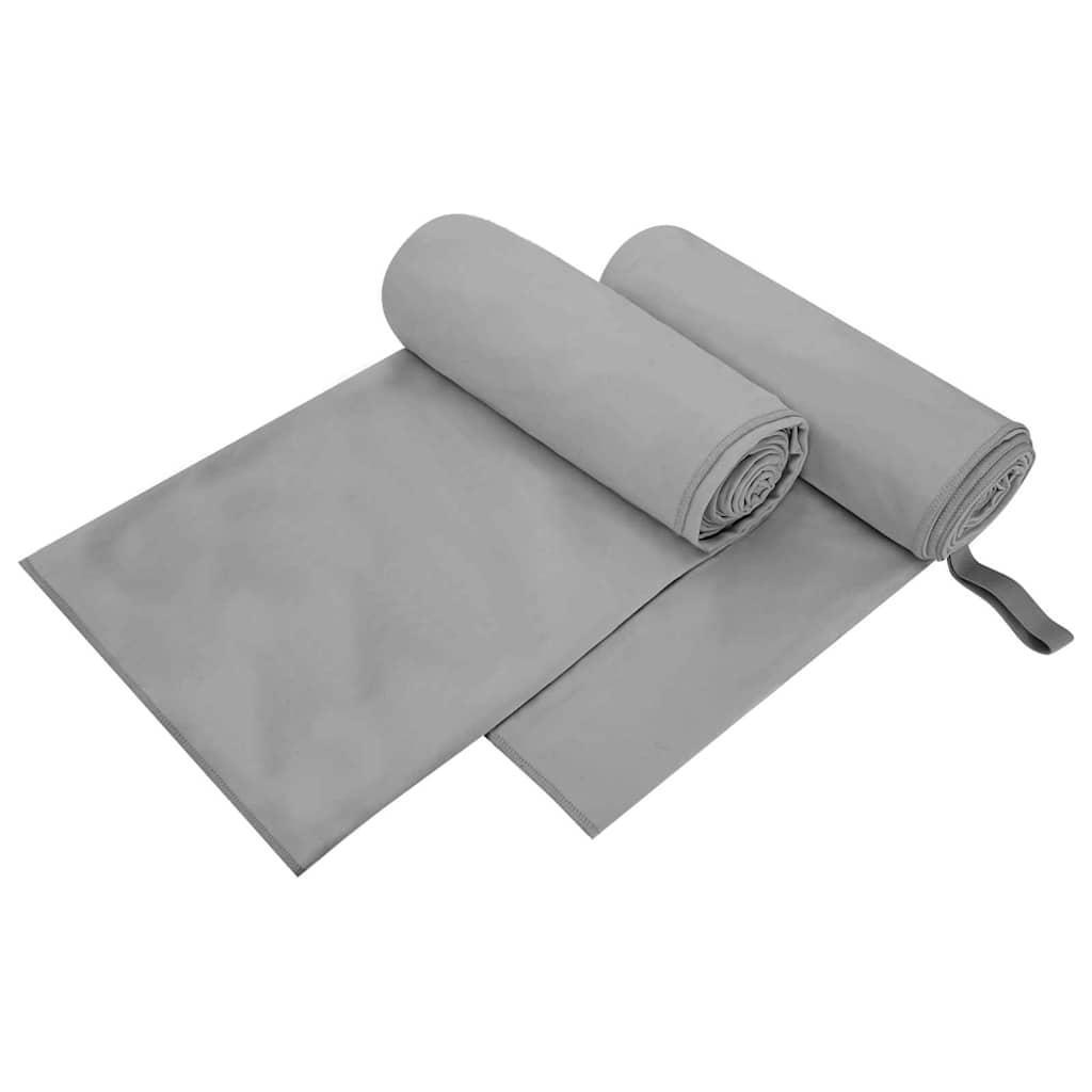 Sportshåndklæder 2 stk Mørkegrå 200 x 100 cm