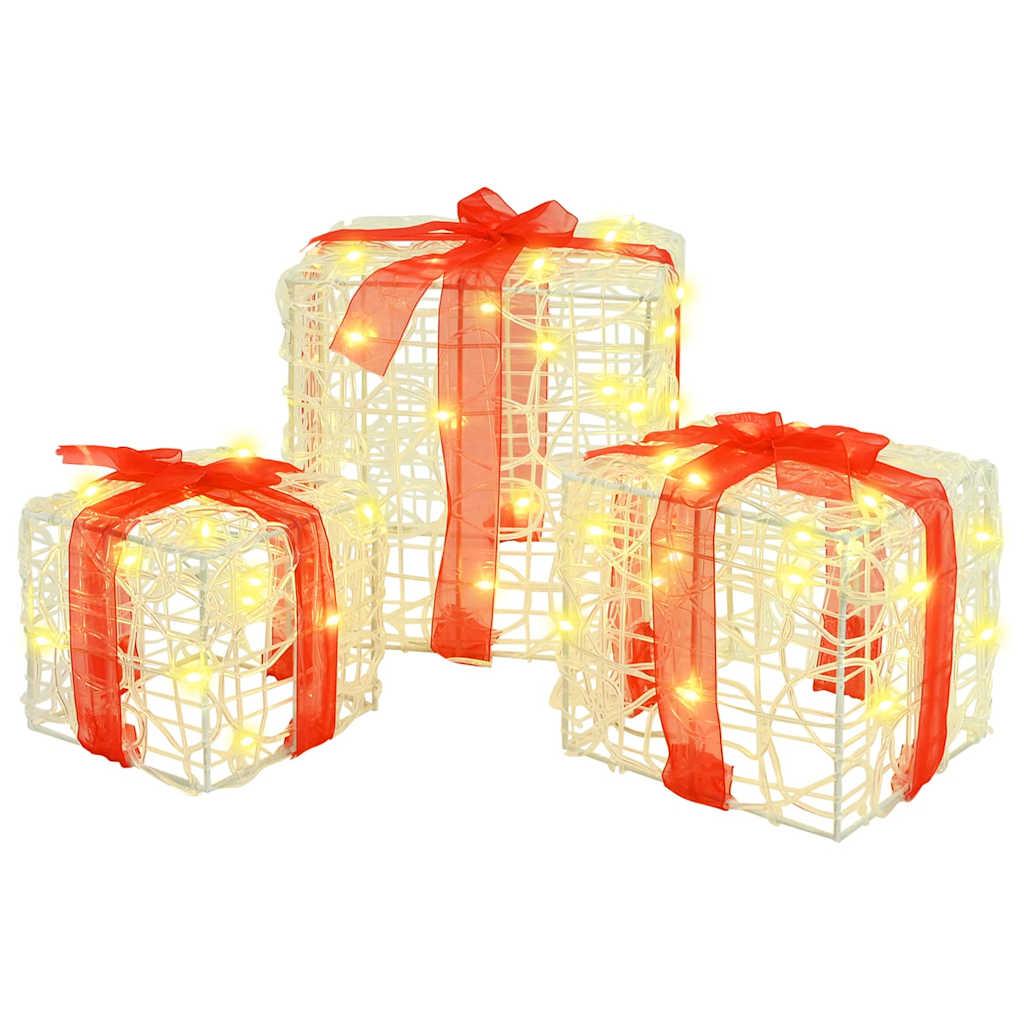 Gaveæske med 60 LED'er 3 stk Varm hvid 20 x 20 x 20 cm Akryl