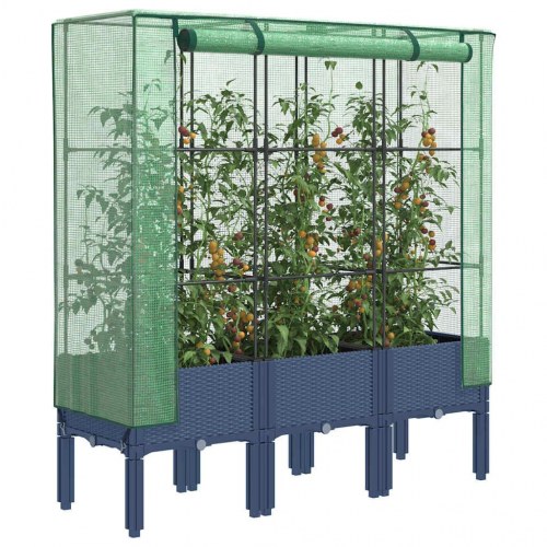 Højbed med drivhusovertræk 120x40x140 cm rattan-look