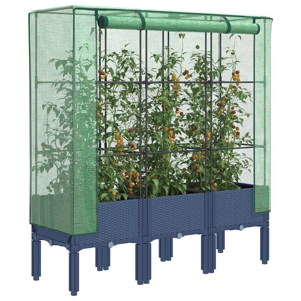 Højbed med drivhusovertræk 120x40x140 cm rattan-look