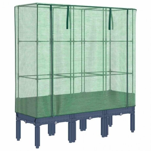 Højbed med drivhusovertræk 120x40x140 cm rattan-look