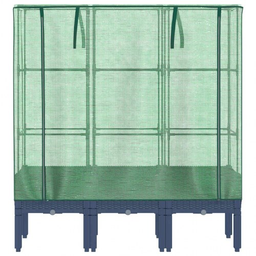 Højbed med drivhusovertræk 120x40x140 cm rattan-look
