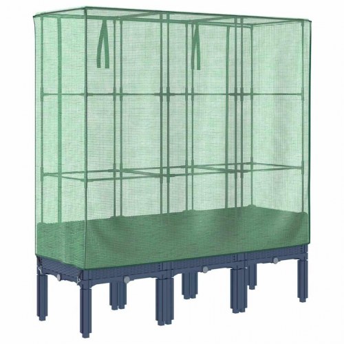 Højbed med drivhusovertræk 120x40x140 cm rattan-look