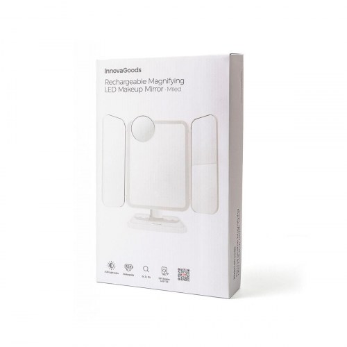 Makeupspejl med LED og forstørrelse - Miled, genopladeligt (hvid)