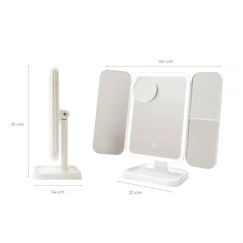 Makeupspejl med LED og forstørrelse - Miled, genopladeligt (hvid)