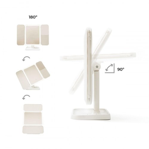 Makeupspejl med LED og forstørrelse - Miled, genopladeligt (hvid)