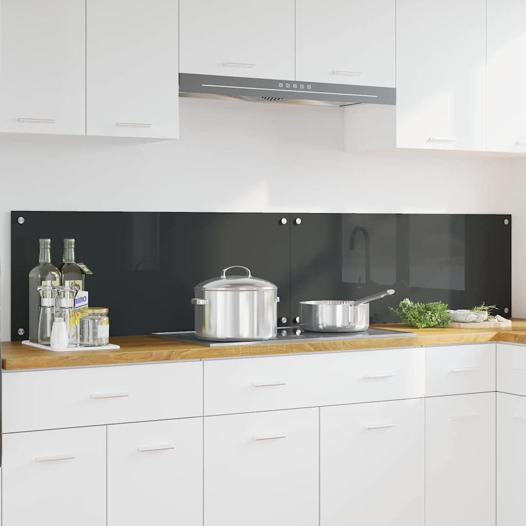 Køkken bagvæg 2 stk Mørkegrå 100 x 40 cm hærdet glas