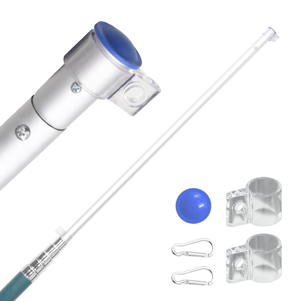 Polen flag og flagstang 5,55 m aluminium