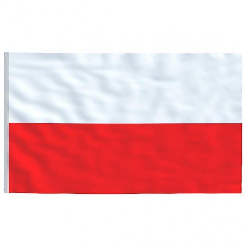 Polen flag og flagstang 5,55 m aluminium