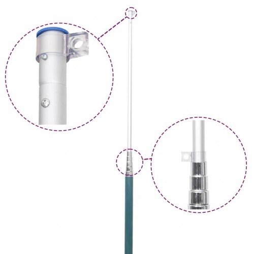 Polen flag og flagstang 5,55 m aluminium