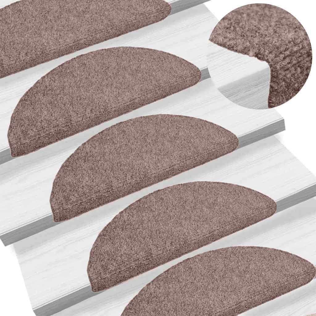 Trappemåtter selvklæbende 15 stk. 65x21x4 cm lys brune halvrund store