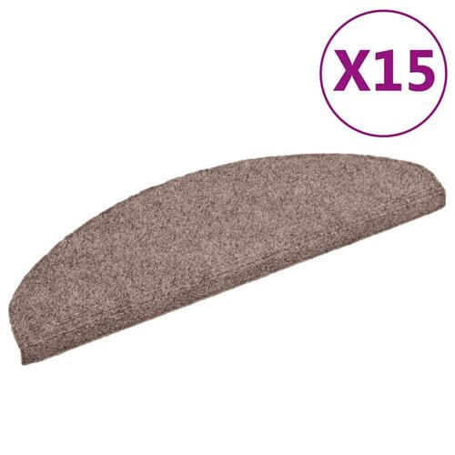 Trappemåtter selvklæbende 15 stk. 65x21x4 cm lys brune halvrund store
