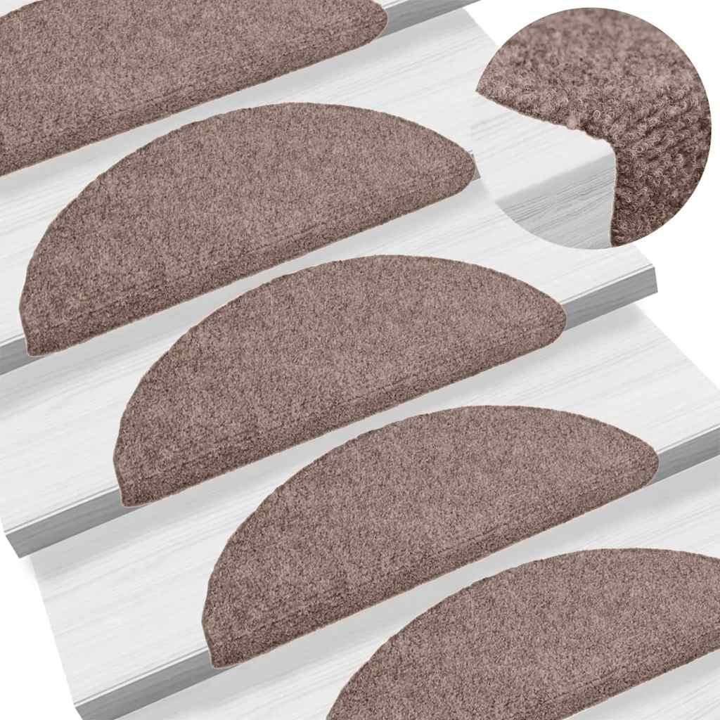 Trappemåtter selvklæbende 15 stk. 56x17x3 cm lys brune halvrund