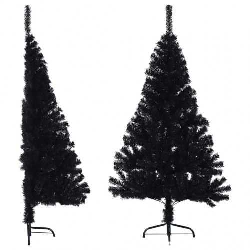 Kunstigt halvt juletræ med fod 120 cm - sort PVC