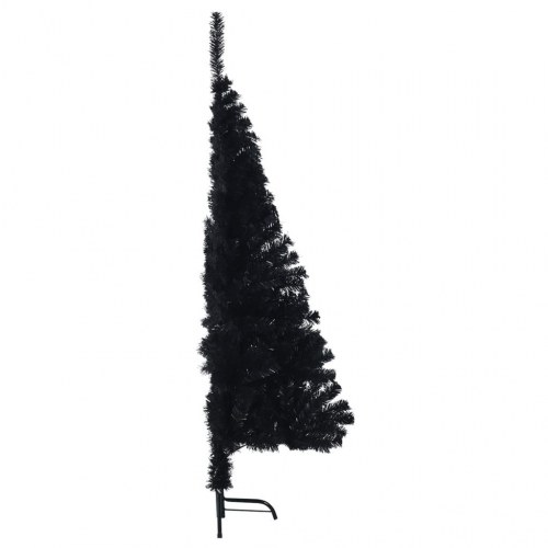 Kunstigt halvt juletræ med fod 120 cm - sort PVC