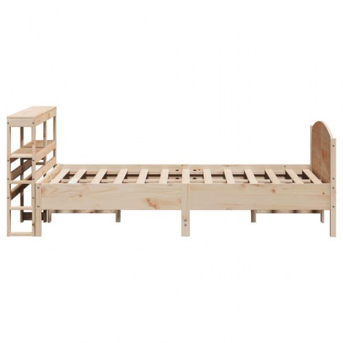 Sengeramme 140x190 cm i massivt fyrretræ med sengegavl og hylder