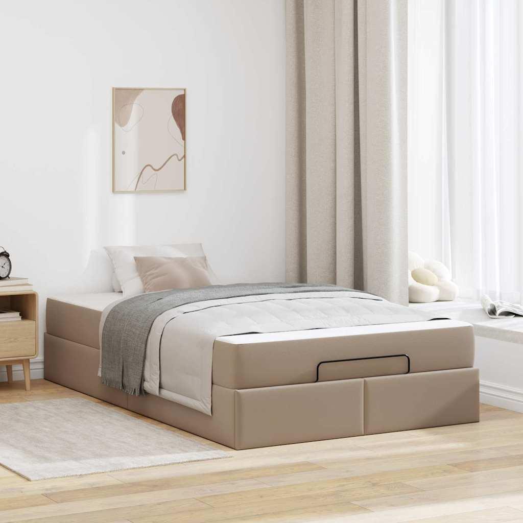 Sengeramme med madras med madras 2 stk Gyldenbrun PVC