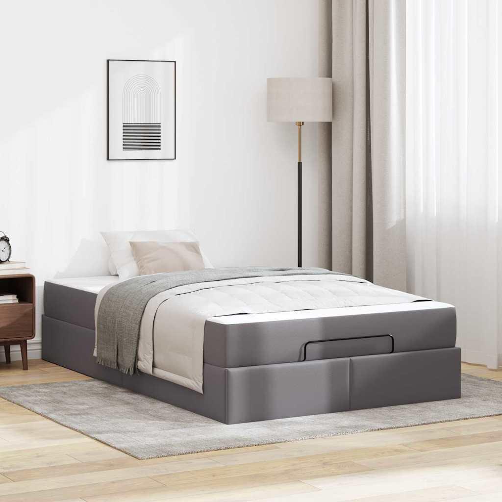 Sengeramme med madras med madras 2 stk Grå PVC