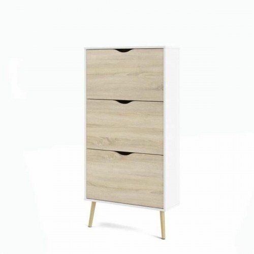 Skoskab hvid træ, 12 par - 70,2 × 23,9 × 138,9 cm