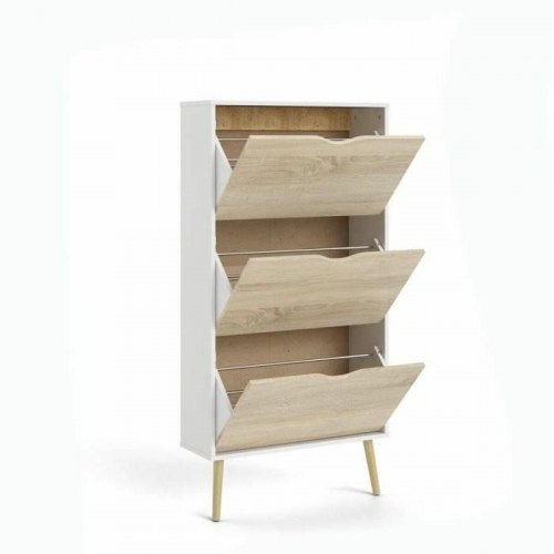 Skoskab hvid træ, 12 par - 70,2 × 23,9 × 138,9 cm