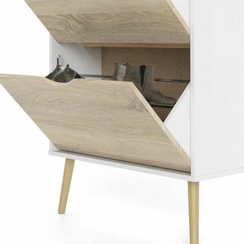 Skoskab hvid træ, 12 par - 70,2 × 23,9 × 138,9 cm