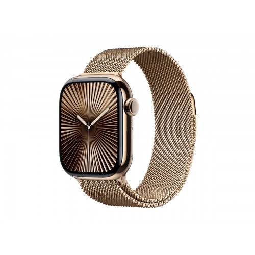 Smartwatch Apple Watch Series 10 GPS + Cellular 42 mm – guld titanium med Milanese-lænke