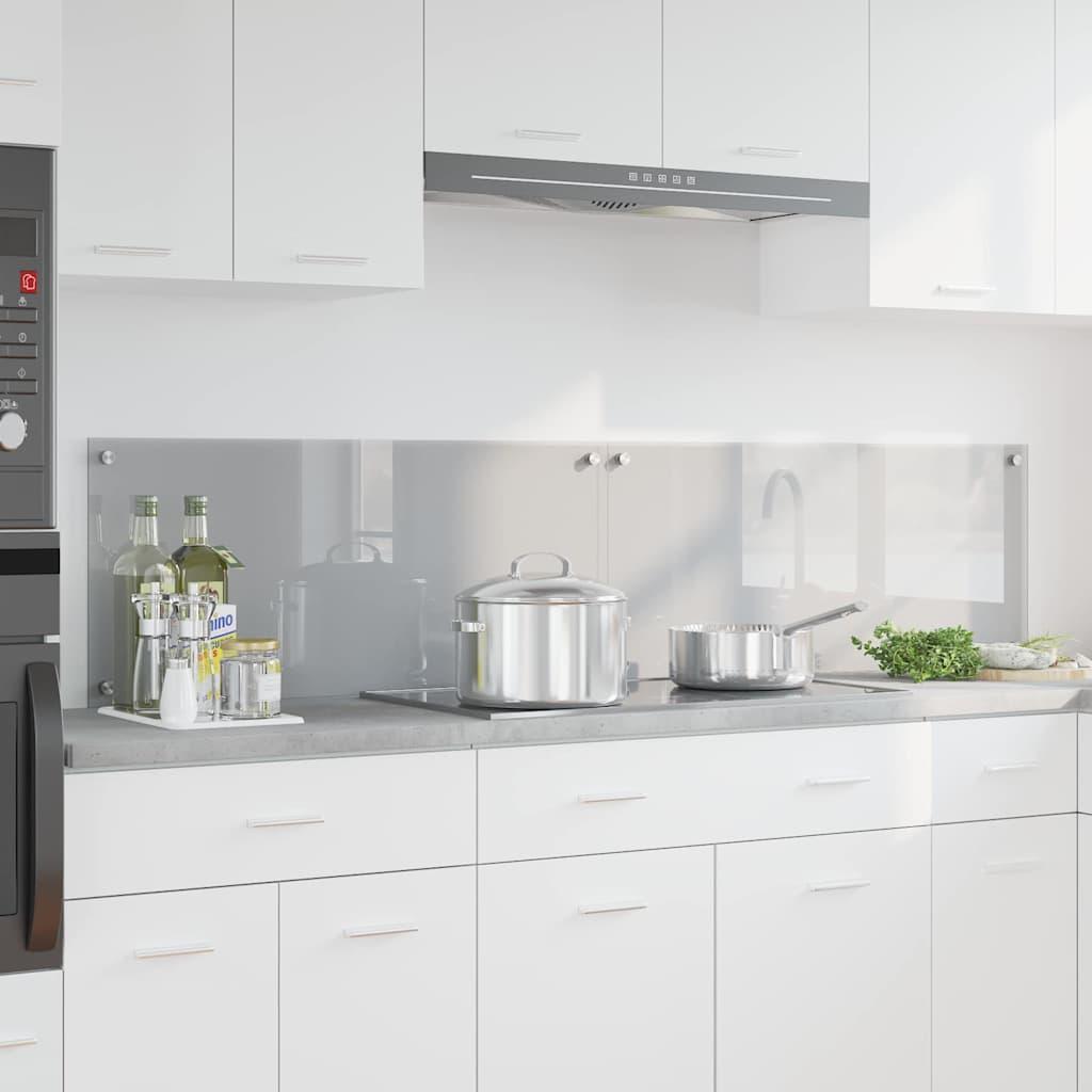 Køkkenbacksplash - 2 stk lysegrå hærdet glas 90 × 40 cm