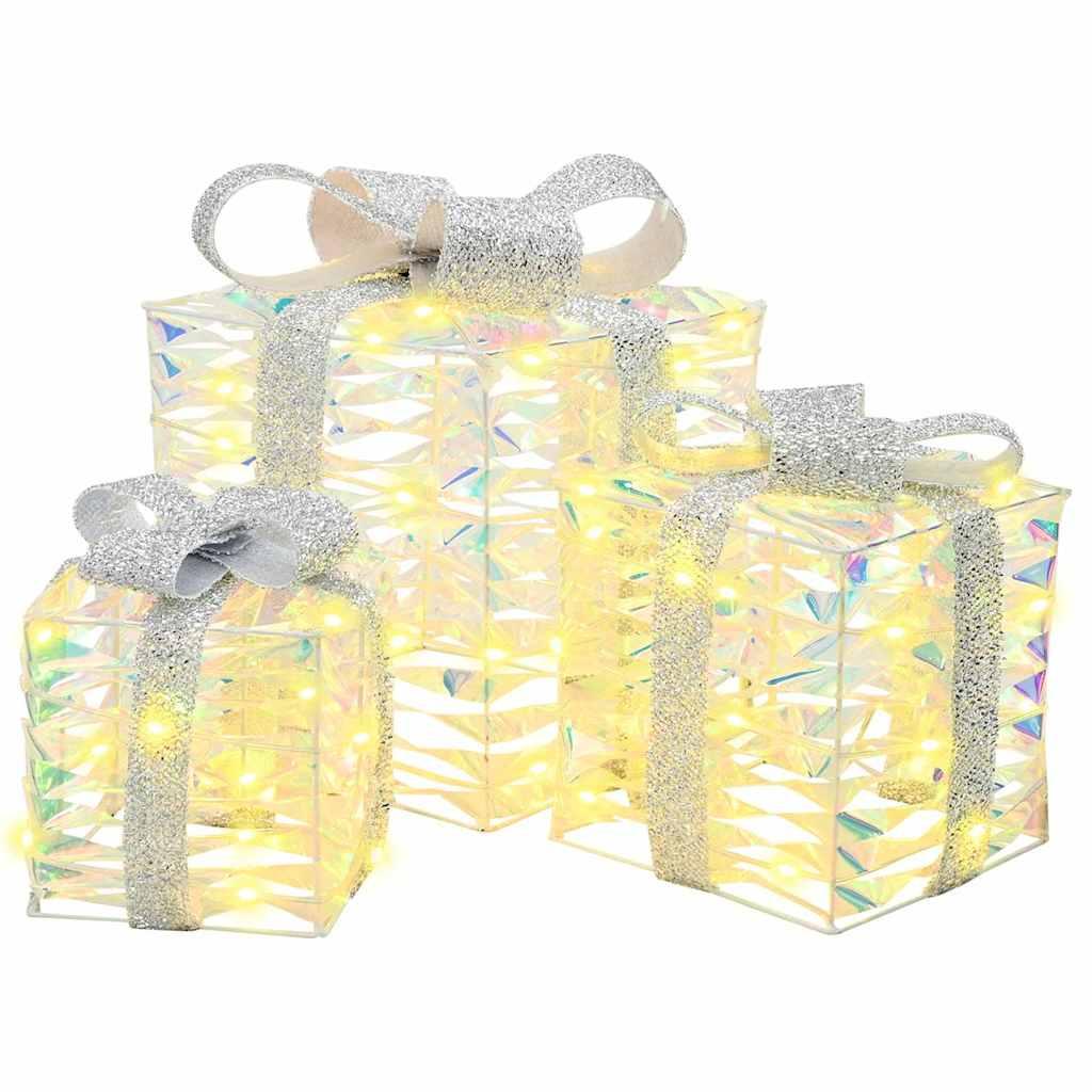 Gaveæske med 60 LED'er 3 stk Varm hvid 20 x 20 x 20 cm PET