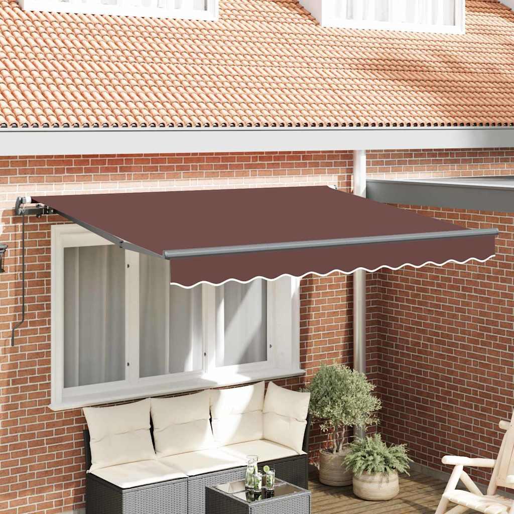 Udtrækkelig Markise Blå Og Hvid 400 X 200 Cm - Brun (anthracitramme) / 2,5 x 2 m / Manuel