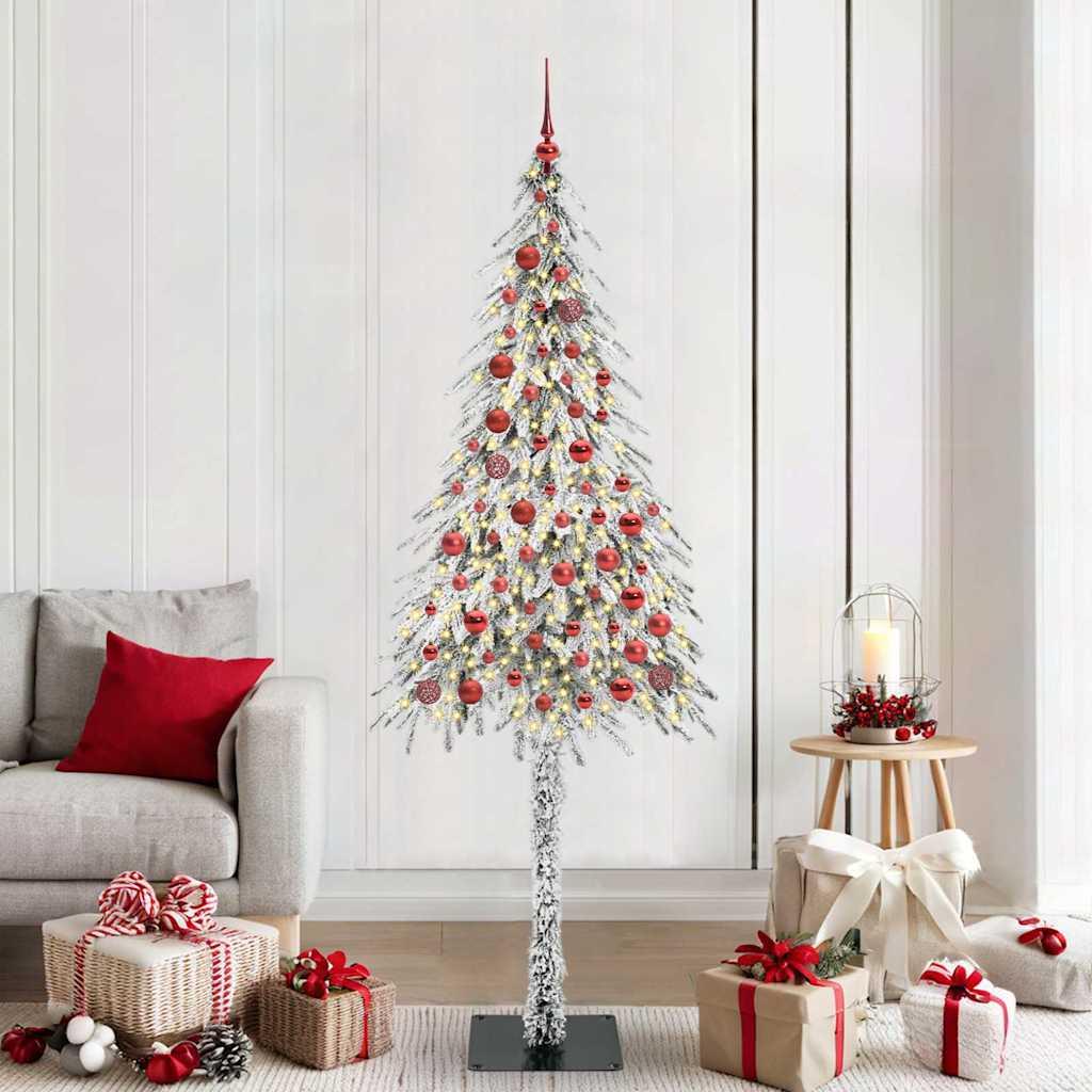 Juletræ med 300 LED'er med stativ Hvid 210 cm PE og Stål