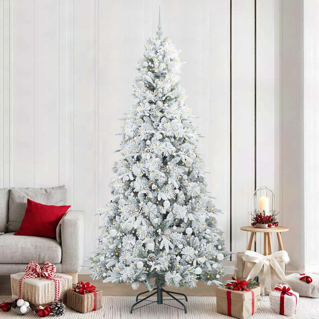 Kunstigt Hinged Juletræ med 300 LED'er Grøn 240 cm PE og PVC
