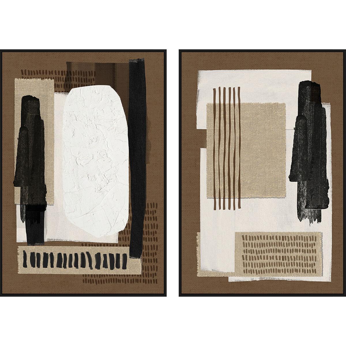 Billeder på lærred - abstrakt urban, brun/sort, 63 × 93 cm (sæt á 2)