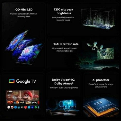 Xiaomi TV S Mini LED 75" 4K Ultra HD (ELA5682EU) - 144 Hz, Google TV