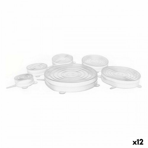 Silikonelåg til køkkenopbevaring Privilege - gennemsigtig, 6 størrelser (12 sæt)