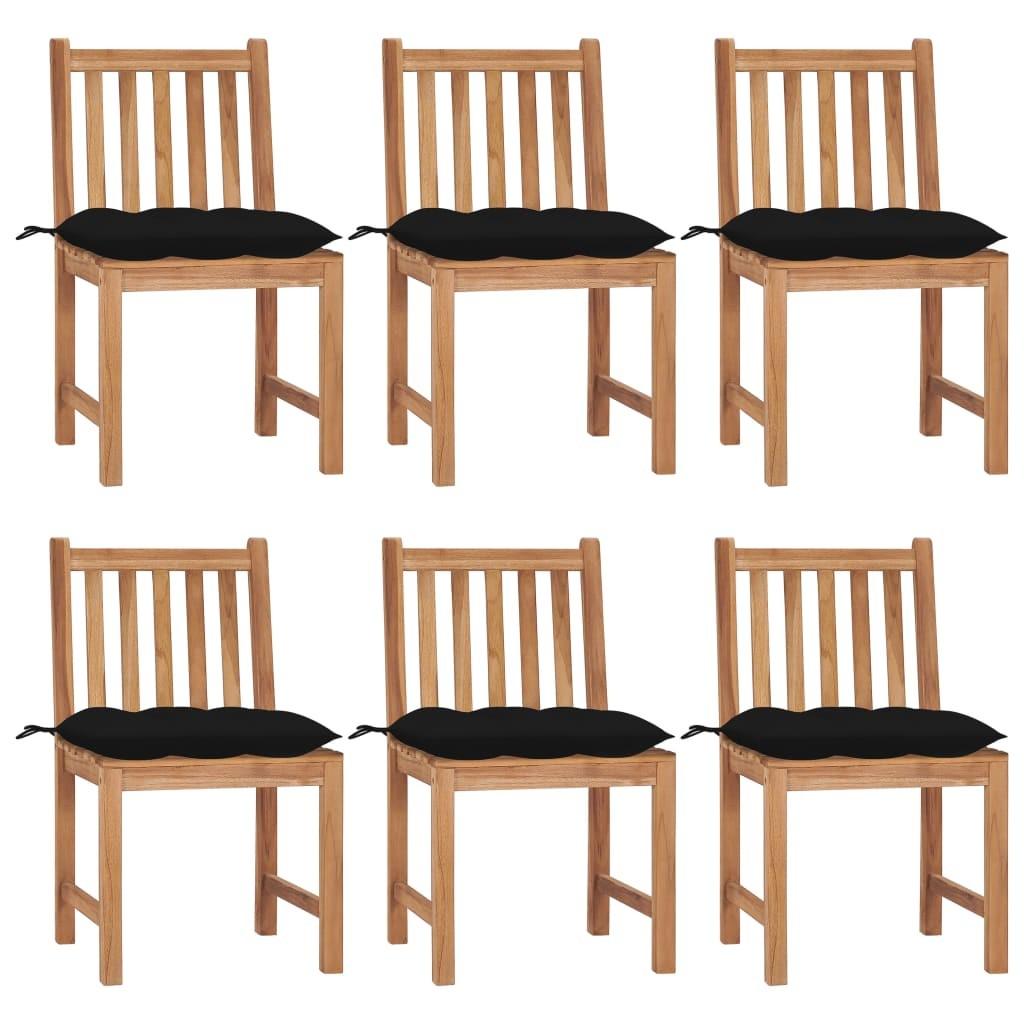 Havestole Med Hynder Massivt Teaktræ - 6 / Sort