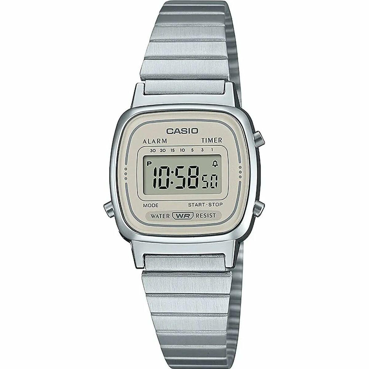 Dameur Casio LA670WEA-8AEF sølvfarvet digitalt armbåndsur