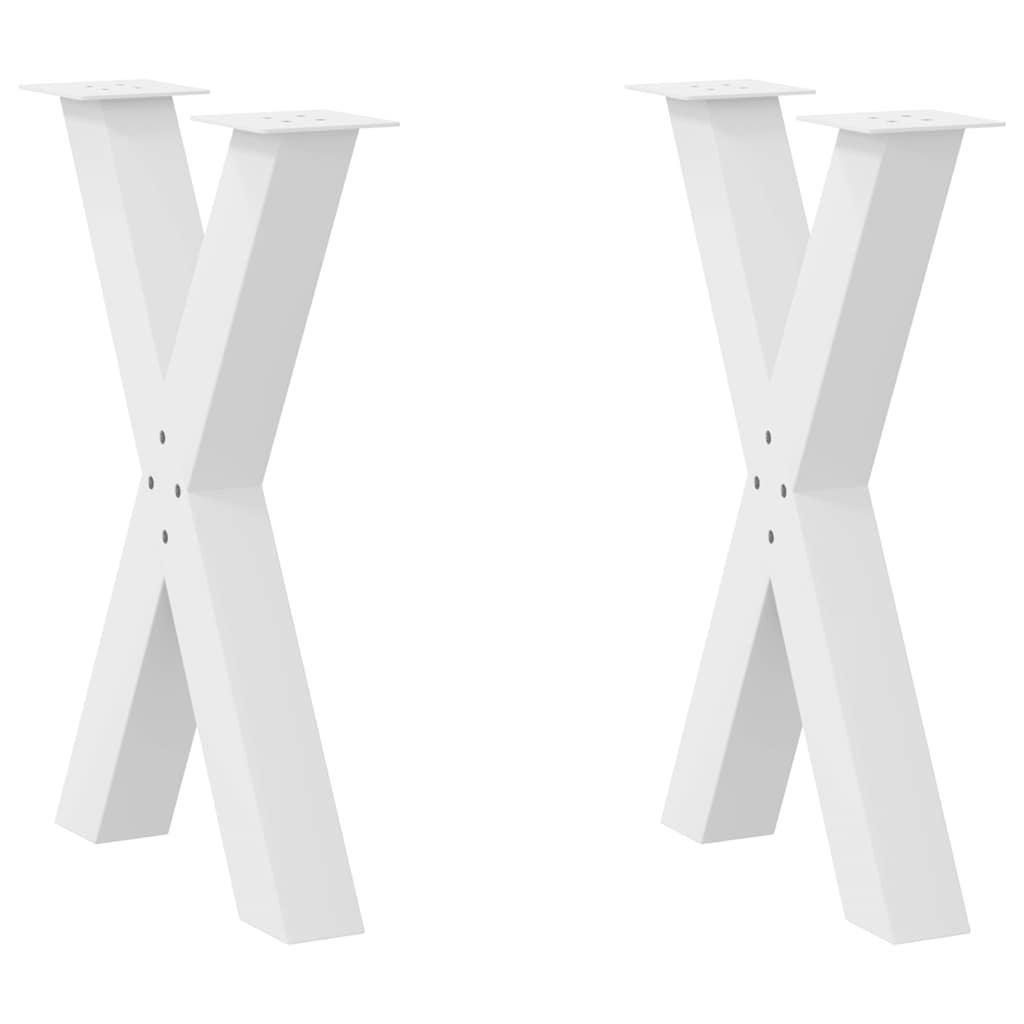 Spisebordsben X-formet 2 stk. hvid 60 x (72-73) cm stål