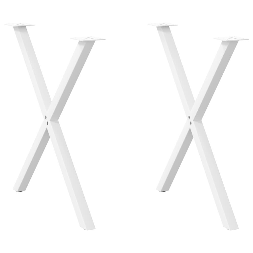 Spisebordsben X-formet 2 stk. hvid 80x(72-73) cm stål
