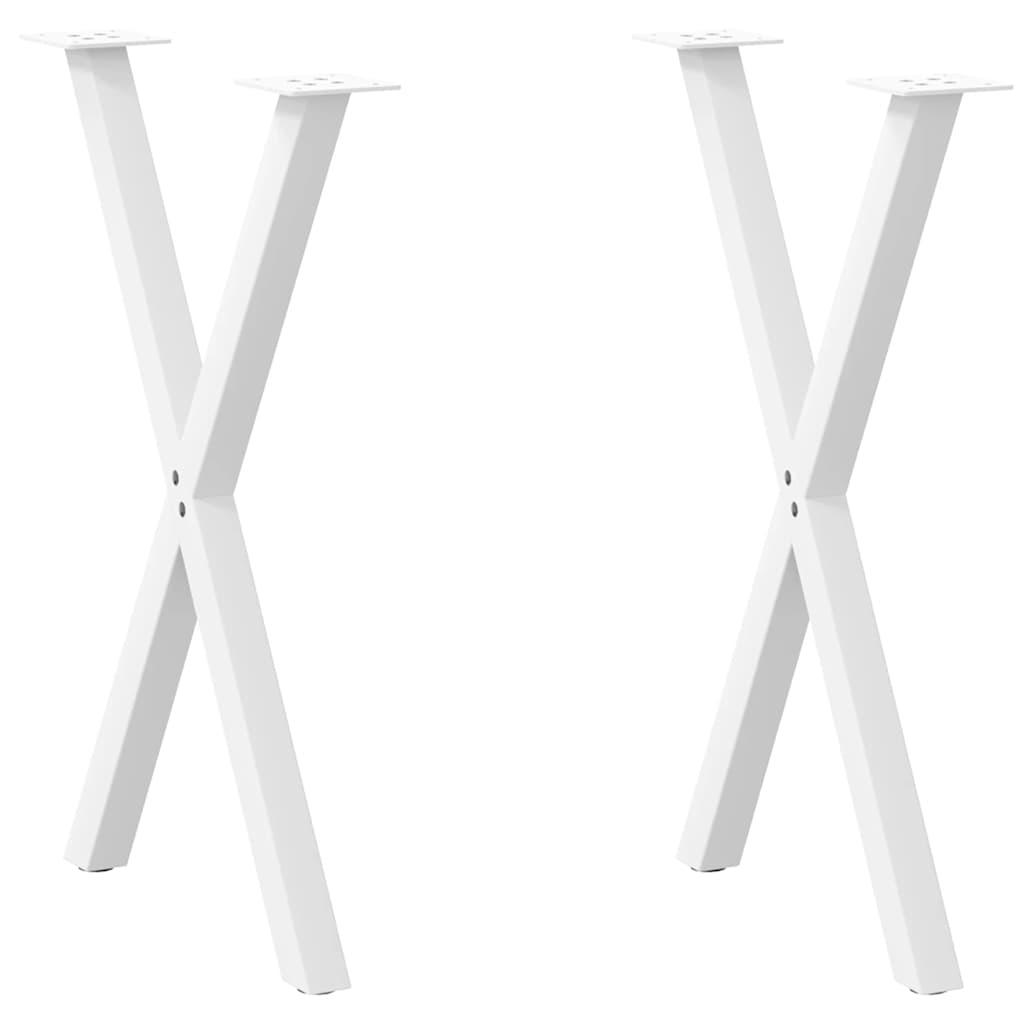 Spisebordsben X-formet 2 stk. hvid 50x(72-73) cm stål