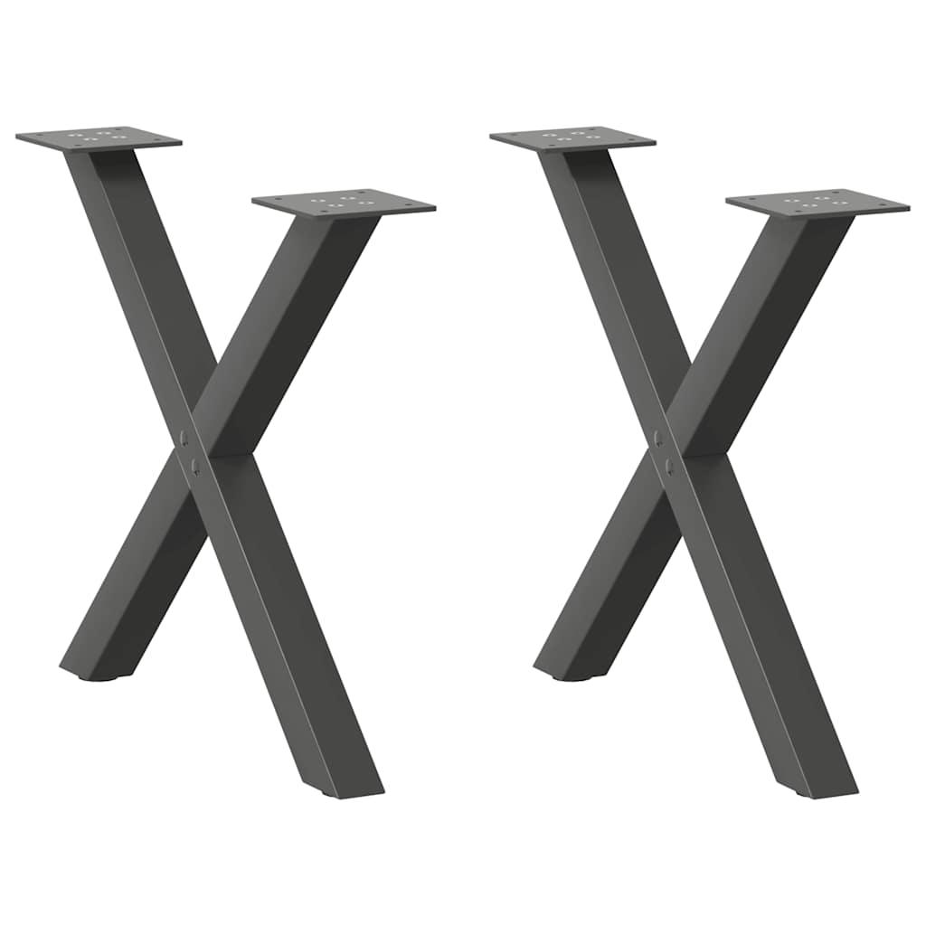 Sofabordsben X-formet 2 stk. antracit 50x(42-43) cm stål