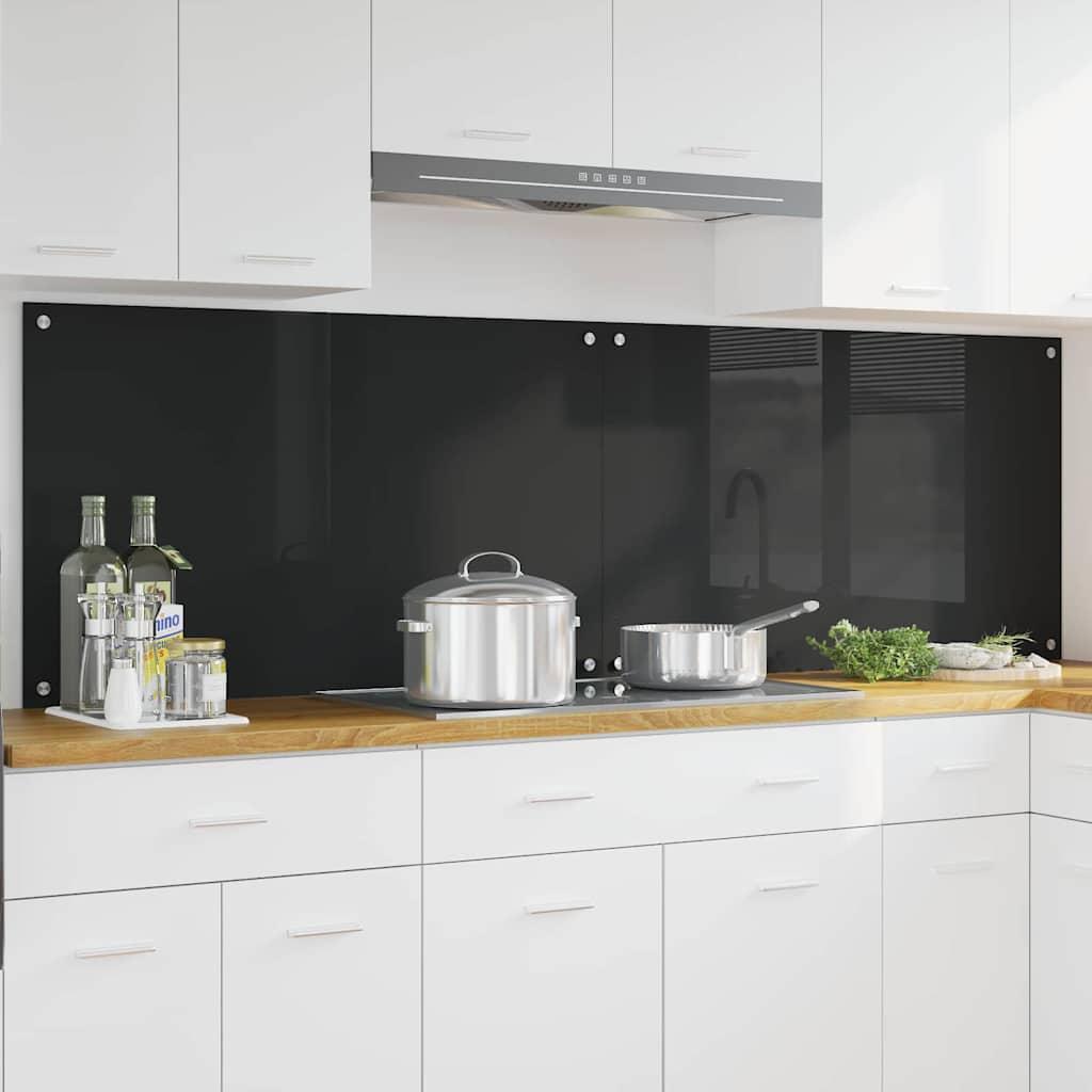 Køkken bagvæg Sort 100 x 60 cm hærdet glas