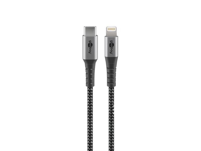 Lightning kabel 2 m - Goobay braided MFi, USB‑C til Lightning billede