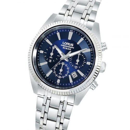 Herreur Lorus chronograph til mænd - stålrem, blå skive