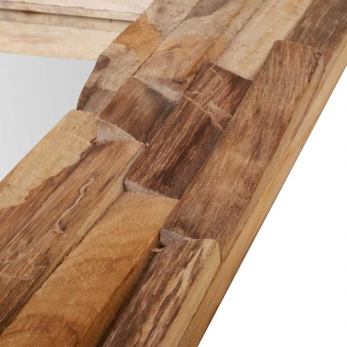 Dekorativt spejl i teak 60 x 60 cm firkantet