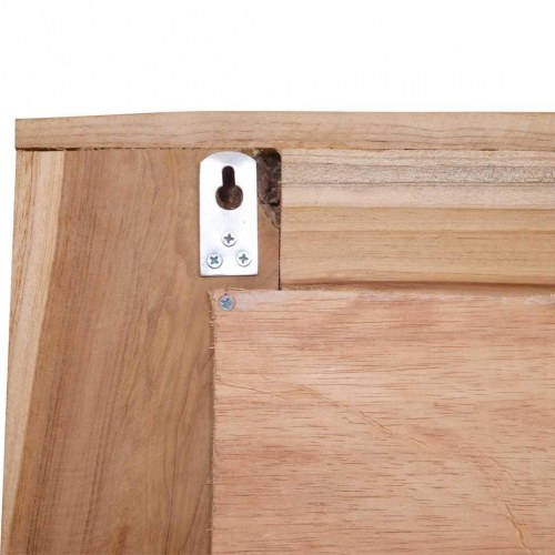 Dekorativt spejl i teak 60 x 60 cm firkantet