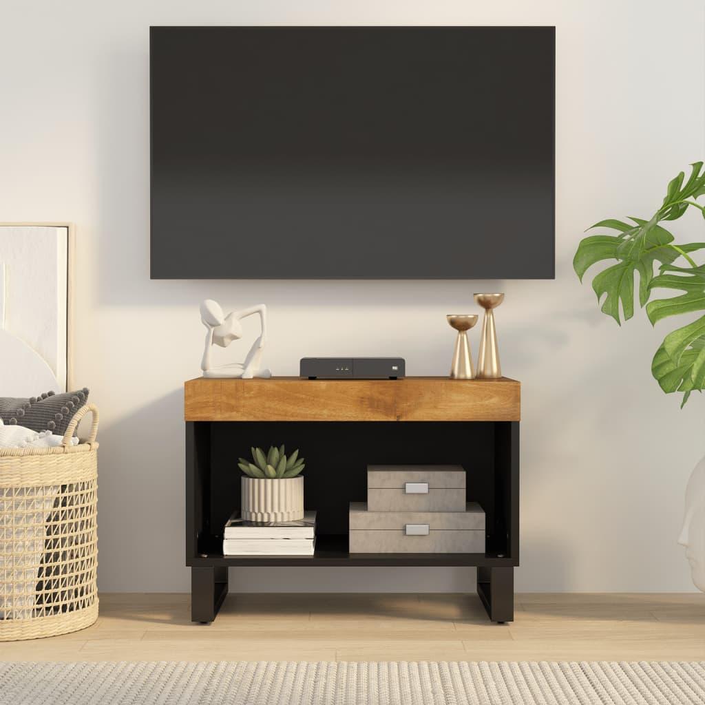 Tv-bord i massivt mangotrÃ¦ med jernben - 60 Ã 33 Ã 43,5 cm
