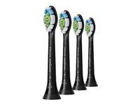 Philips Sonicare W HX6064 Optimal White - Ekstra tandbørstehoved - til tandbørste - sort (pakke med 4) - for Sonicare 2 Series  Sonicare DiamondClean Smart HX9902  Sonicare ProtectiveClean 4100  6100